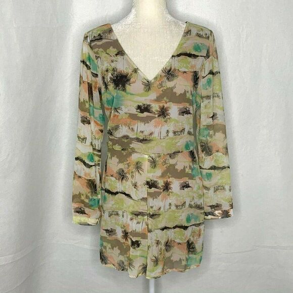 Modbe Shorts Romper M Cream Floral Watercolor - Picture 2 of 5